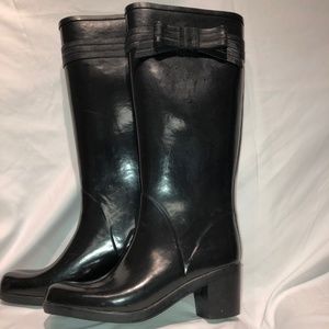 Black Kate Spade Heel Rain Boots